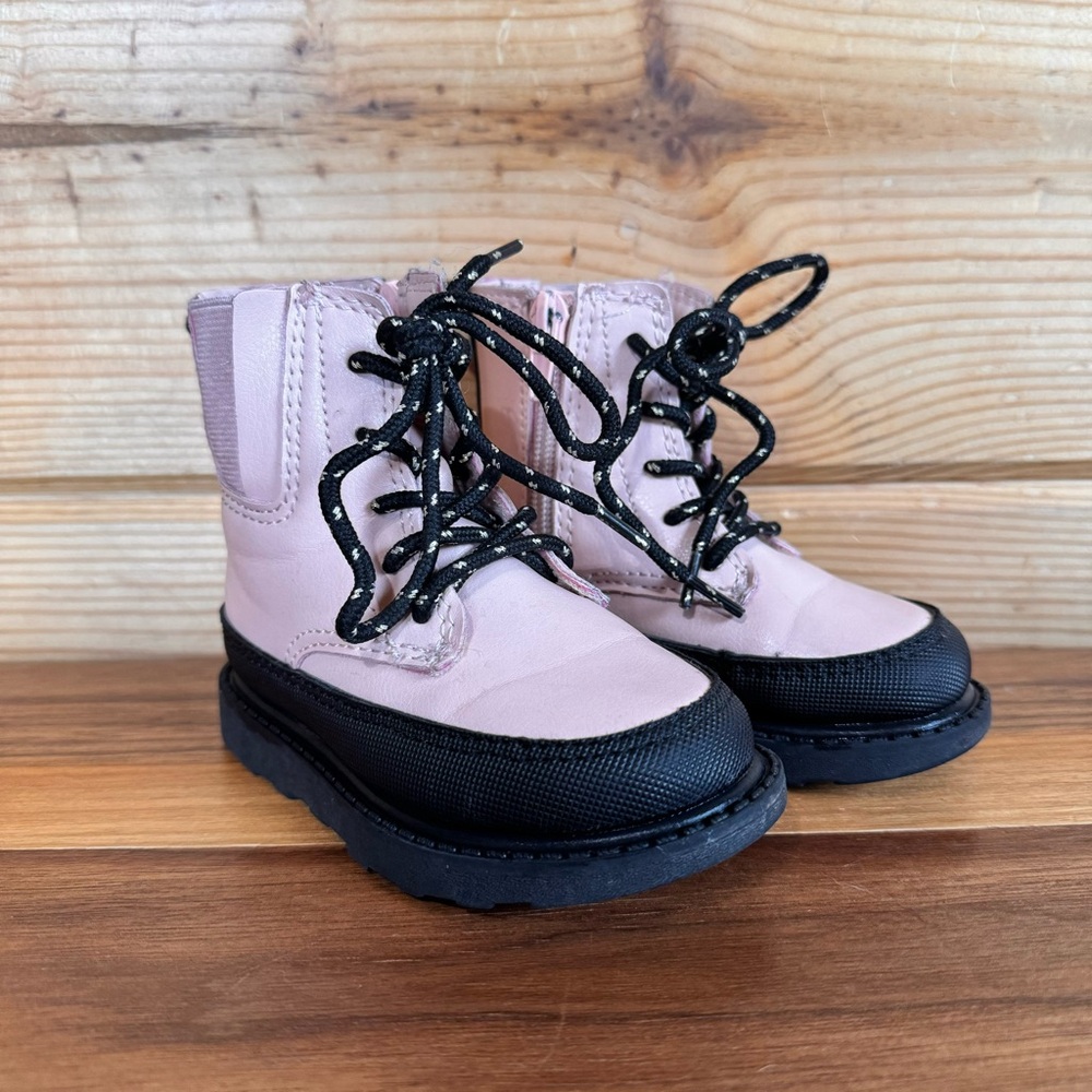 Carters pink black boots zip up lace winter